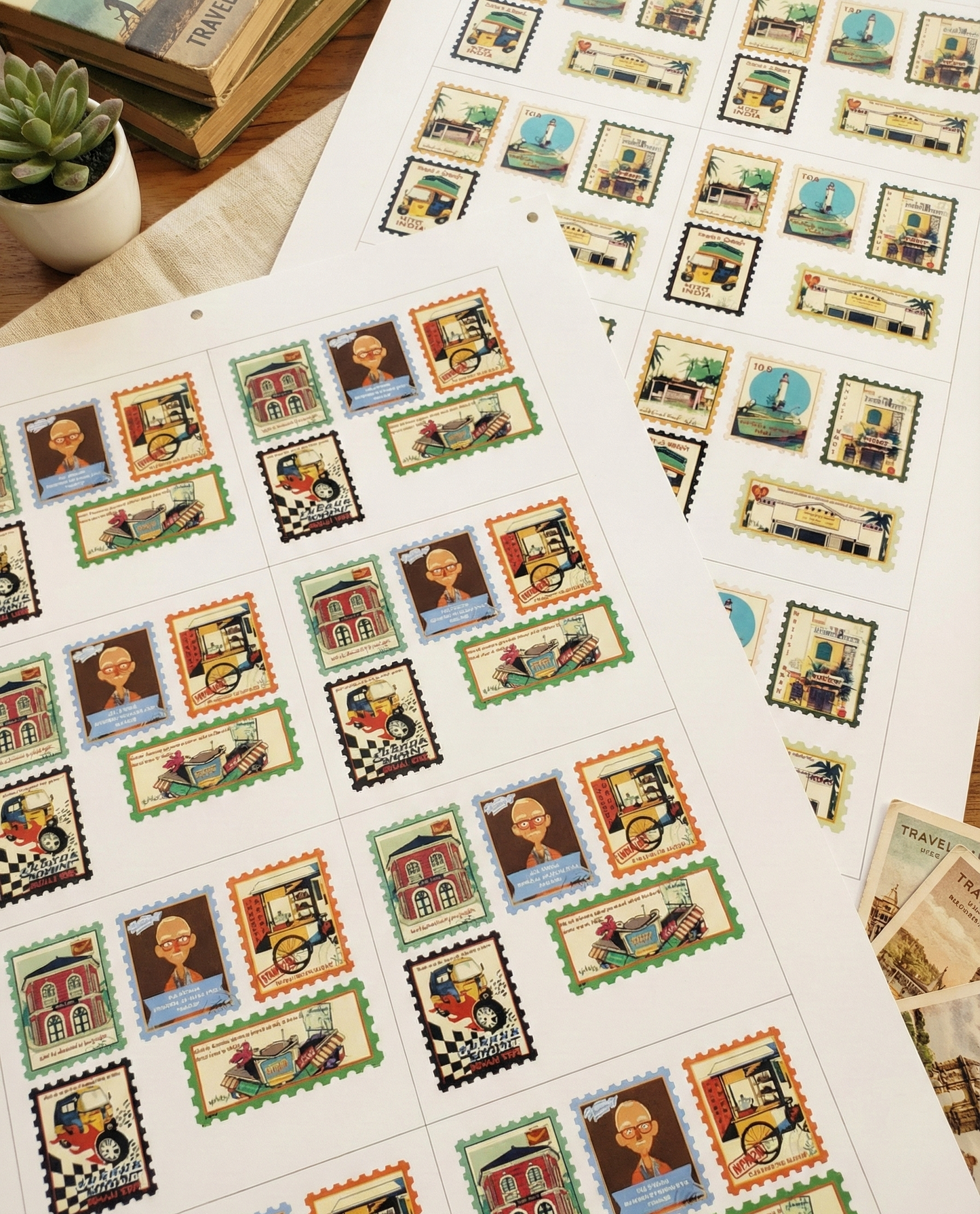 Sheet of decorative Stickers with various designs on a white background