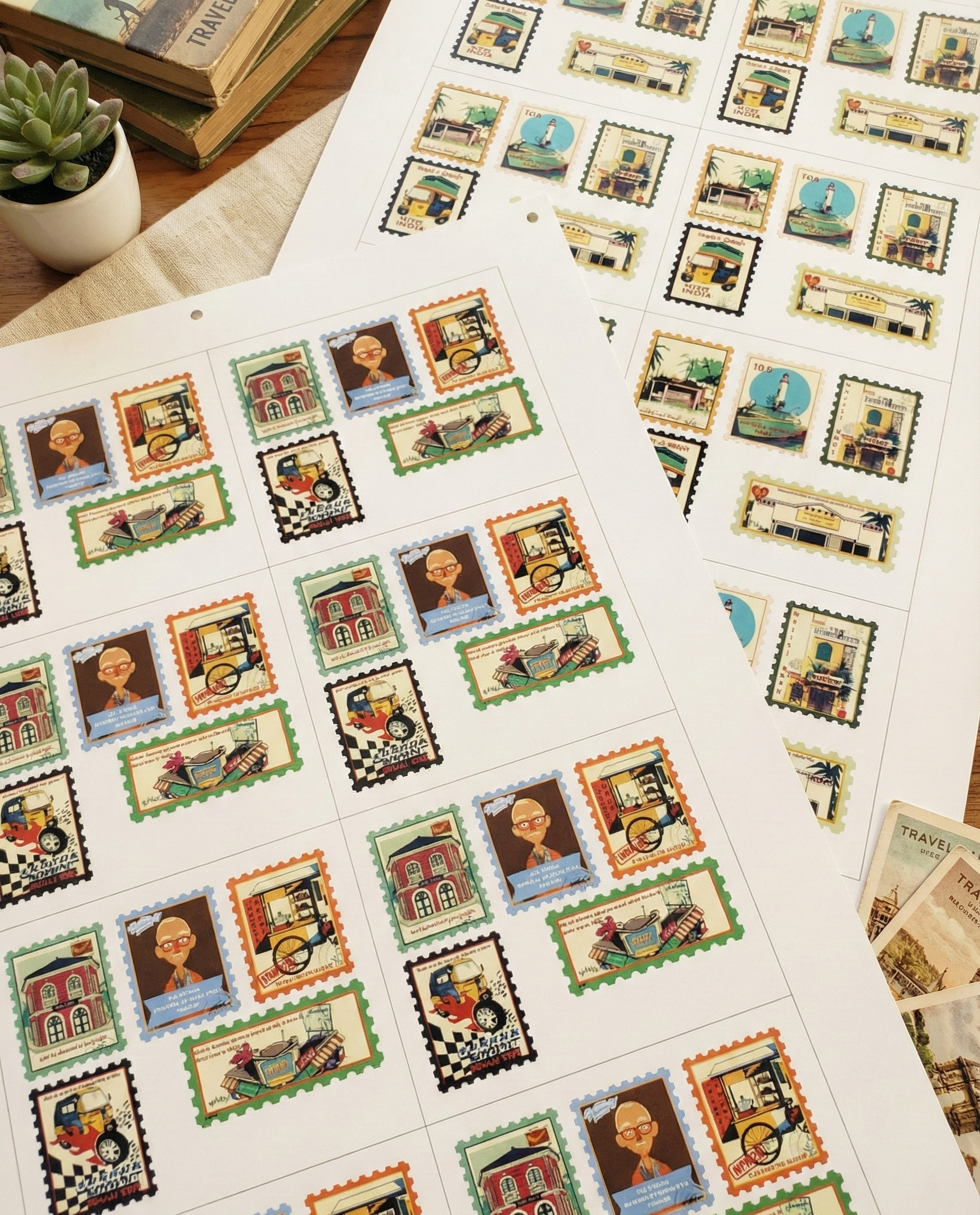 Sheet of decorative Stickers with various designs on a white background